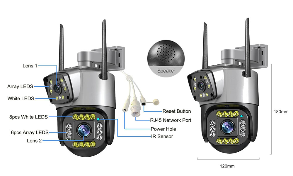 dual lens waterproof wifi ip camera