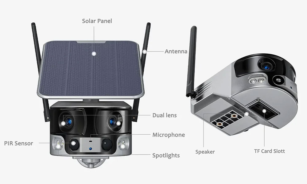 Y6 dual lens solar security camera